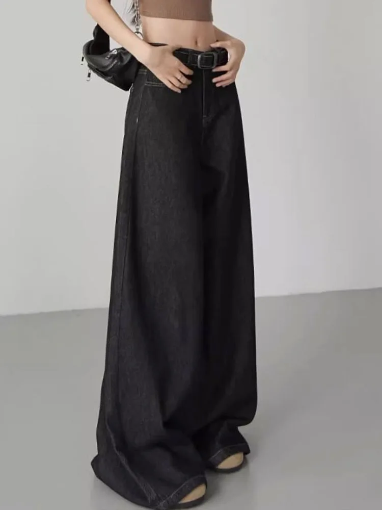 Wiosna Jesień Nowe Luźne Jeansy Proste Koreańska Moda Wysoki Stan Szerokie Nogawki Spodnie Denimowe Damskie Casual Streetwear Luźne Vaqueros Nowe
