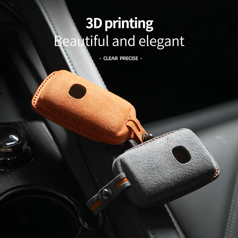 Car Key Case For Mazda 3 6 CX30 CX50 CX60 CX5 CX8 CX9 MX30 Cover Shell Suede Alcantara Keychain 4 Buttons Protector Accessories