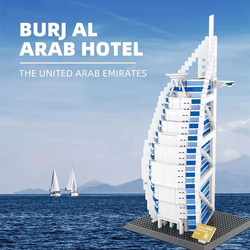 Kit de construction de repère de luxe de Dubaï, modèle d'hôtel arabe Burj Al 1306 pièces, cadeau exclusif pour les fans d'architecture adultes