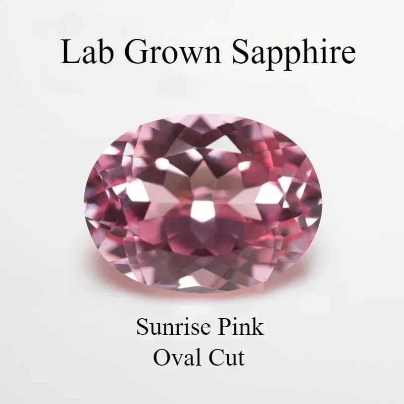

L-Top Lab Grown Sapphire Oval Cut Sunrise Pink Top Quality Gemstones for Charms Jewelry Making Selectable Certificate