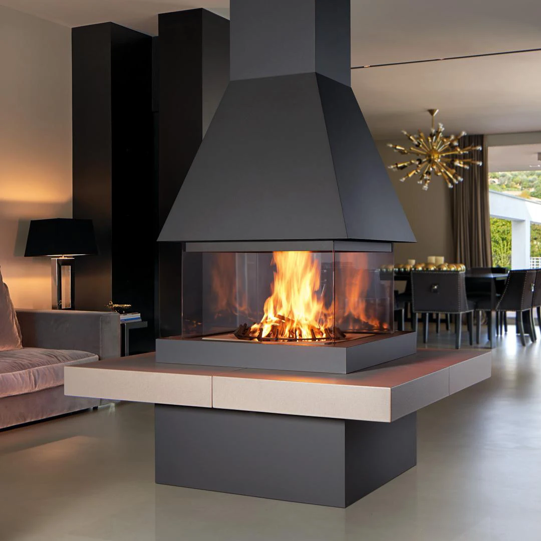 

【Hot】It Is Suitable for Indoor Fireplaces in Villas or Hotels. izable Hanging Fireplaces with square Chimneys Are Availabl