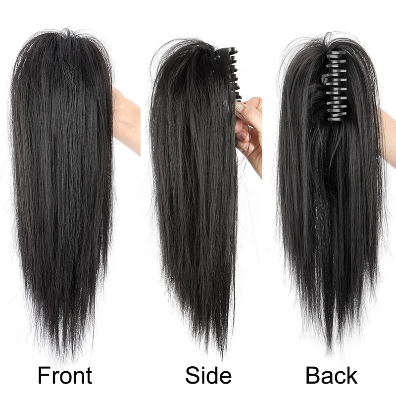14 pouces pince à griffe synthétique queue de cheval Extension de cheveux cascade courte queue de cheval droite noir brun résistant à la chaleur accessoires de cheveux