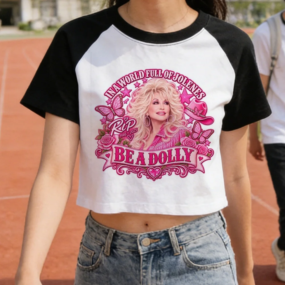 Dolly Parton cropped top women graphic cute manga party jojifuku top tees anime y2k scene  streetwear