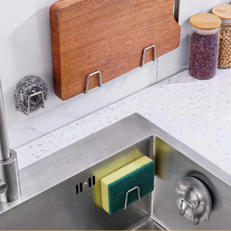 

8pcs/set Stainless Steel Sponge Rack, Kitchen Storage Rack, Non Perforated Sink Sponge Drain Rack, Storage Rack