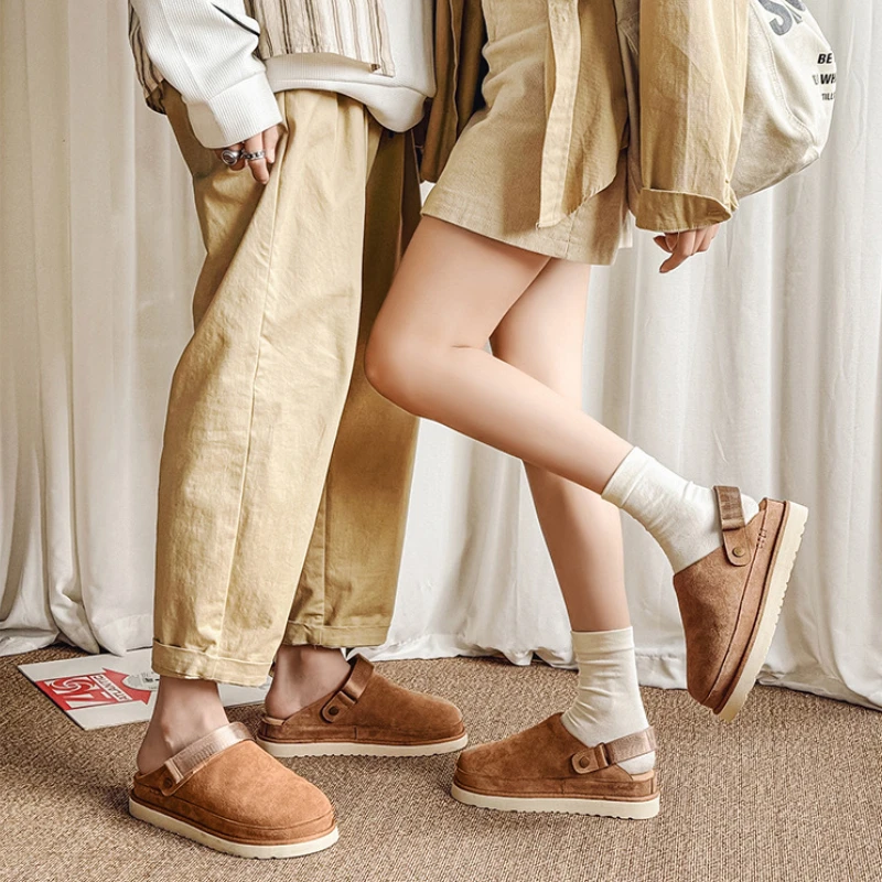 2024 New Fashion Leather Birke Men's Mueller Couple Baotou Half Slippers Designer Velcro Outdoor Women's Platform Shoes