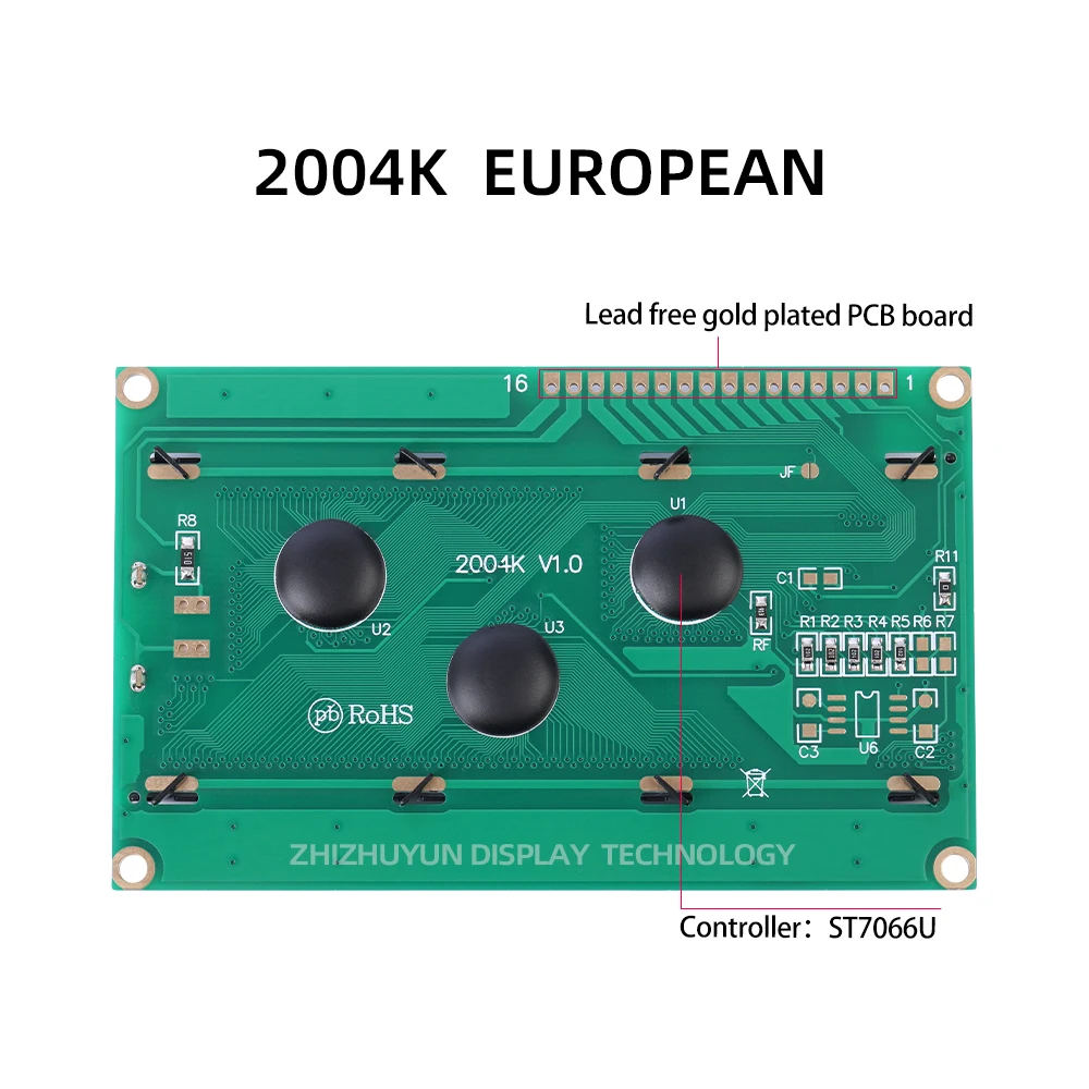 지지대 맞춤형 2004K 유럽 문자 LCD 모듈, BTN 블랙 필름 IIC I2C 인터페이스 어댑터 보드, 16 핀