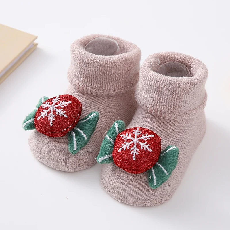 Calcetines cortos de algodón con dibujos animados para bebé, medias cálidas para recién nacidos, accesorios de ropa de Navidad, Invierno