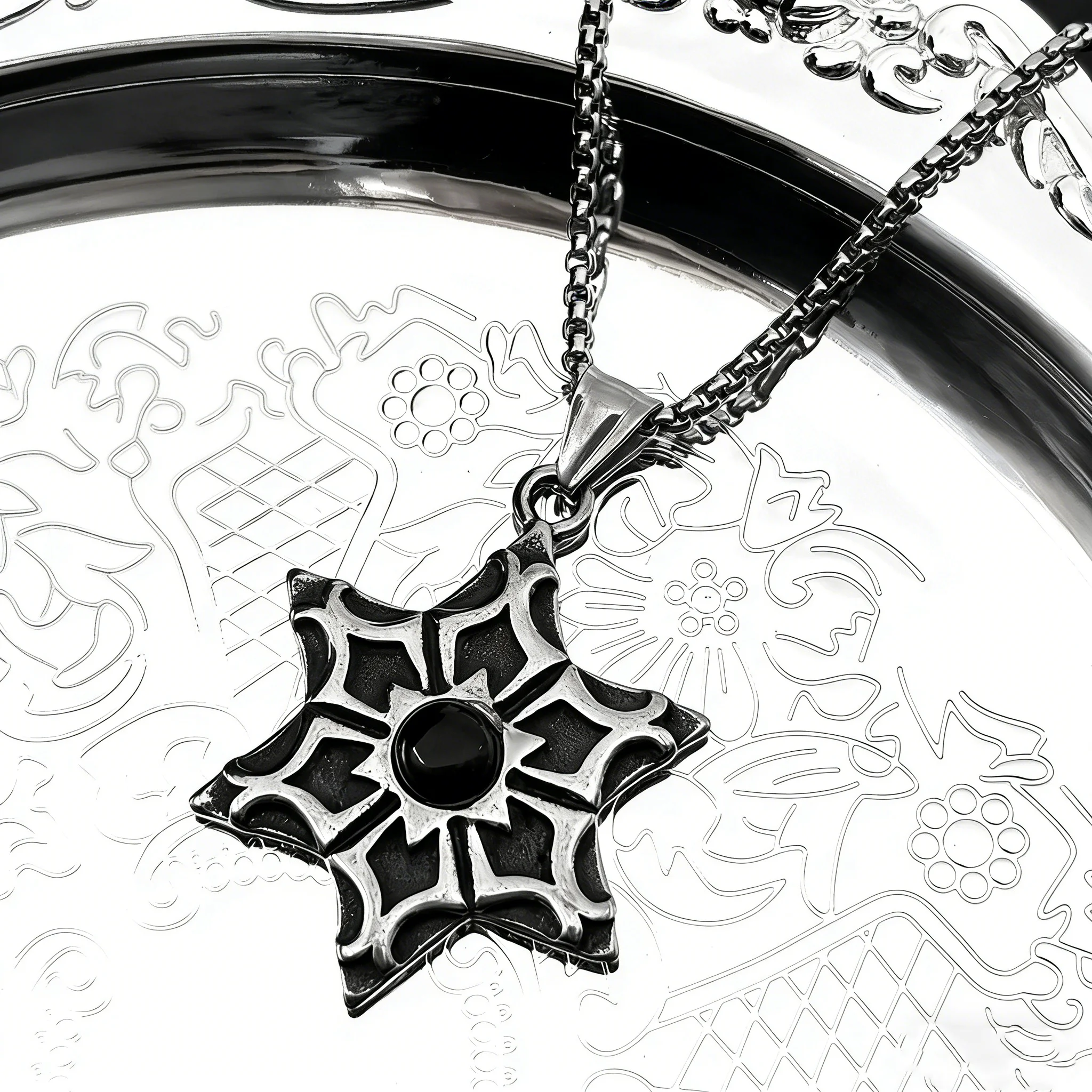 

Hebrew Judaism Hexagram Jewish Chain Stainless Steel Women Men Black David's Star Goth Punk Faith Necklace Jewelry Accessory