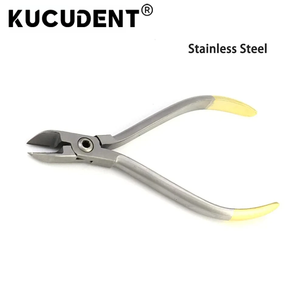 KUCUDENT Dental Orthodontic Wire Cutter - Stainless Steel Ligature & Elastic Cutting Pliers for Light Arch Wires