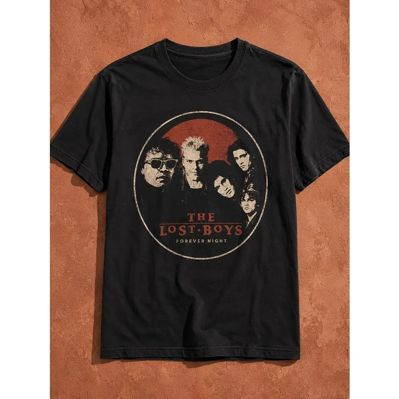 Men'S The Lost Vintage Horror Vampire Graphic T-Shirt, Soft All-Season Casual Streetwear Essential, All-Match All-Season Style