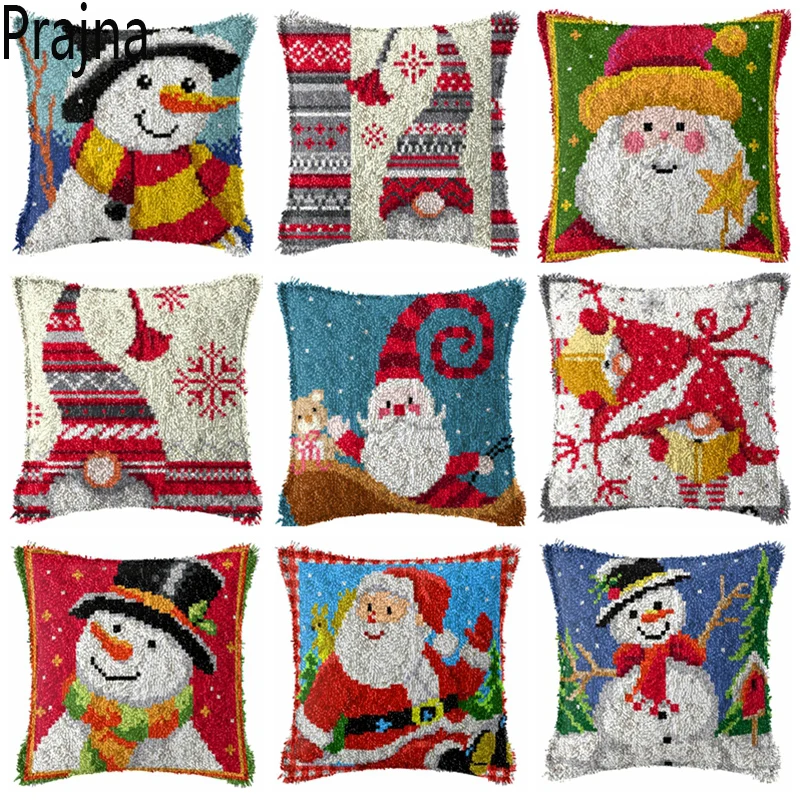 

Santa Claus Latch Hook Kit Christmas Carnival kussen knopen Pillow Buttons Smyrna Knooppakket Coussin Crochet Loquet Knooppakket