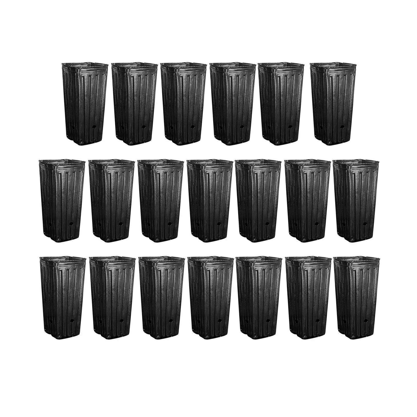 

20x Deep Nursery Pots Treepots Black with Drainage Holes Seed Starting Pots Flower Plant Container for Greenhouse Indoor Outdoor