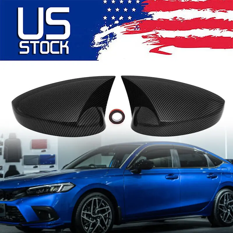 

FOR 2022-2024 HONDA CIVIC M HORN STYLE CARBON FIBER ADD-ON SIDE MIRROR COVER CAP