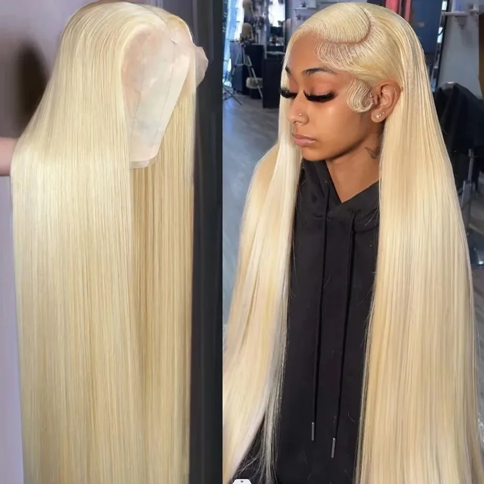 Full Frontal 13x4 13x6 HD Transparent Lace 613 Blonde Colored Straight Human Hair Wigs Lace Front Wigs For Women 40 46 Inches