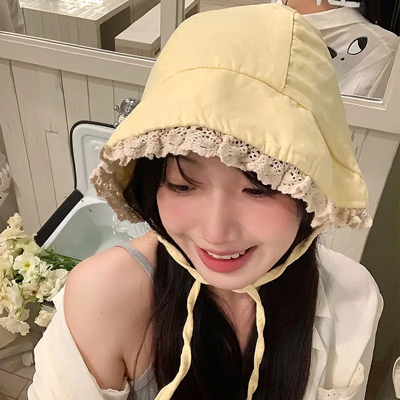 ผู้หญิงหมวกญี่ปุ่น Harajuku Dopamine ลูกไม้น่ารัก Kawaii หวาน Sunshade หมวกแฟชั่นอเนกประสงค์หมวก