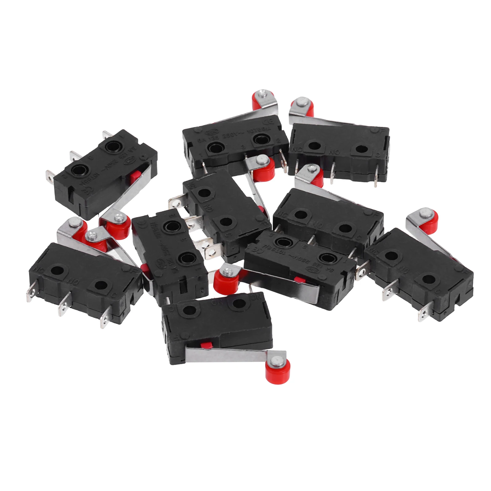 

10pcs Spdt 1No 1Nc Micro Switch Roller Lever Arm 3 Pin 250V 5A 2Mm Mounting Hole 9.5Mm Spacing 7.2X9Mm Pin Pitch 17.5X4Mm Lever