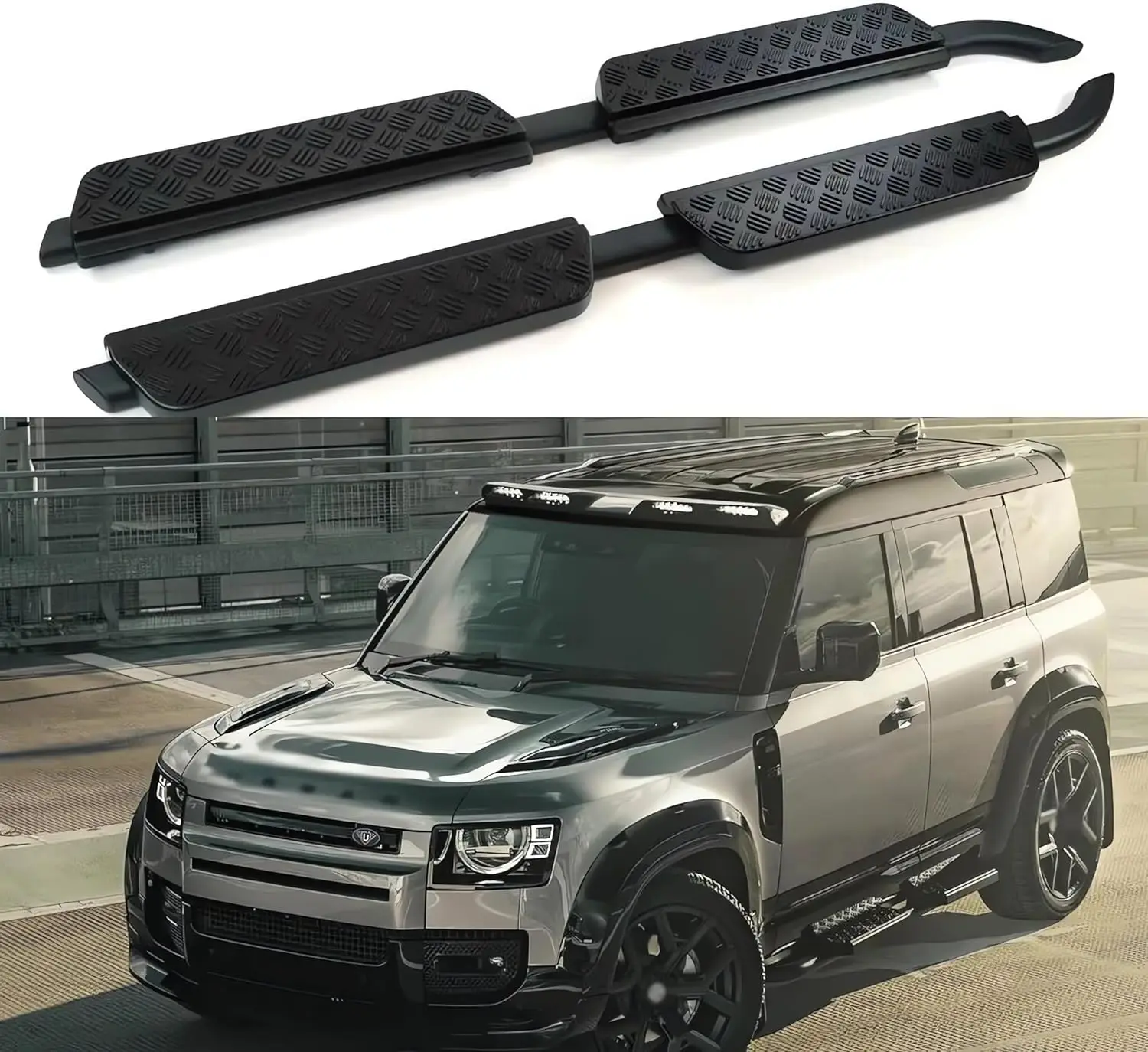 2Pcs Fits for LAND ROVER Defender 110 2020-2024 2025 Aluminum Fixed Door Side Step Pedal Running Board Nerf Bar