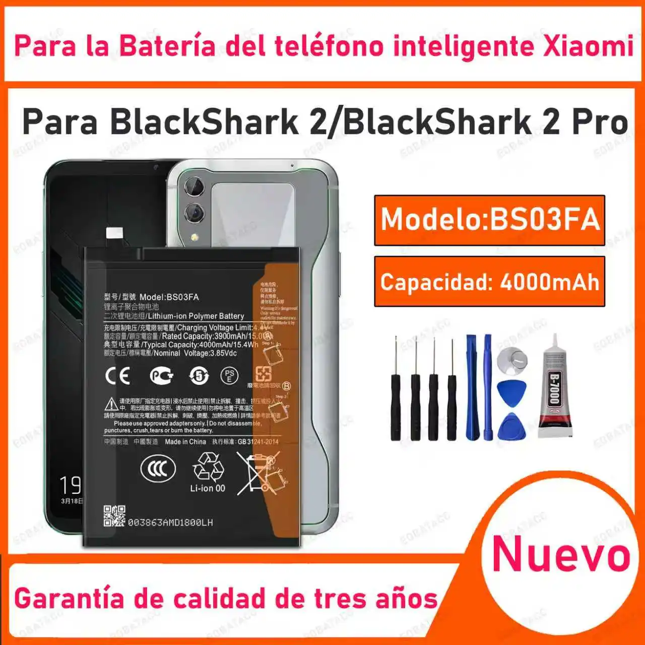

BS03FA BSO3FA BB03FA Battery For Xiaomi Black Shark 2 Black Shark 2 Pro Original Capacity Phone Batteries Bateria