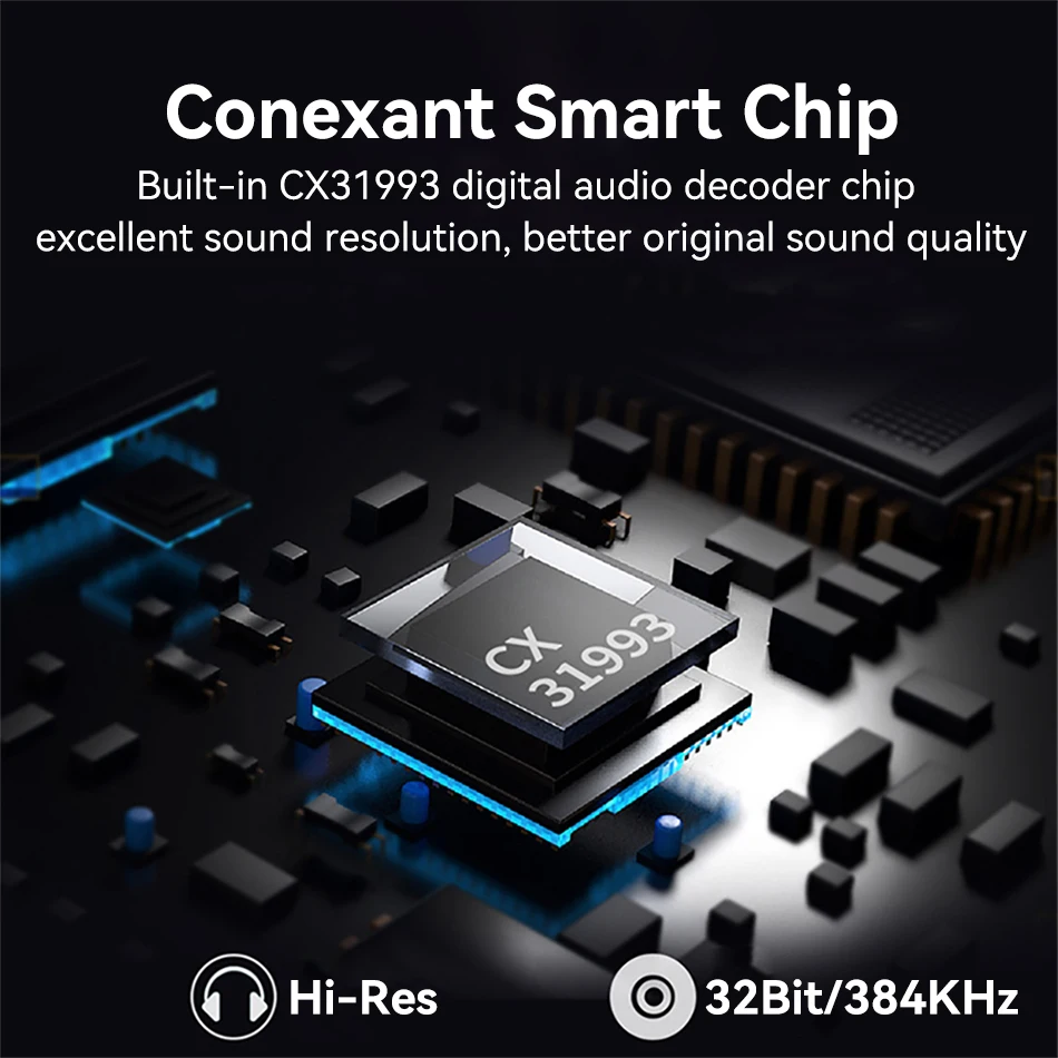 PCM 32Bit/384KHz Digital Audio Converter Smart DAC Chip Typec to 3.5mm Jack Headset Adapter Amp Decode OCC Copper Conexant 31993