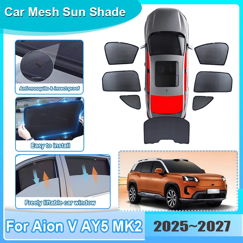 

Car Window Sunshade For Aion V AY5 MK2 2025 2026 2027 Curtain Mesh Anti-UV Heat Insulation Windshield Curtain Auto Accessories
