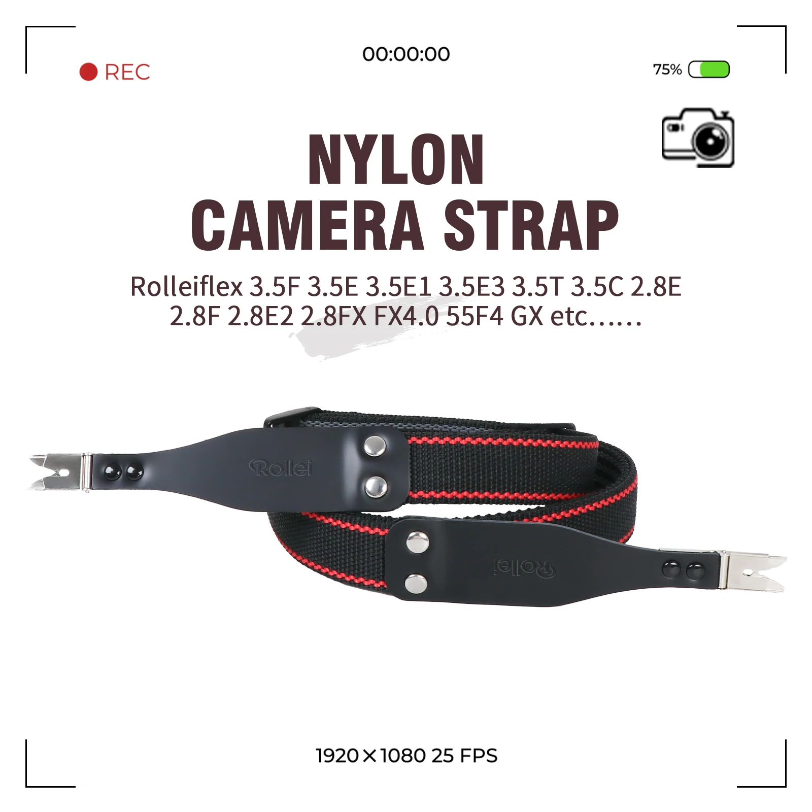 

eTone Camera Shoulder Carrying Adjustable Nylon Webbing Strap for Rolleiflex 3.5F/3.5E/3.5T/3.5C/2.8F/2.8E Photograph Accessorie