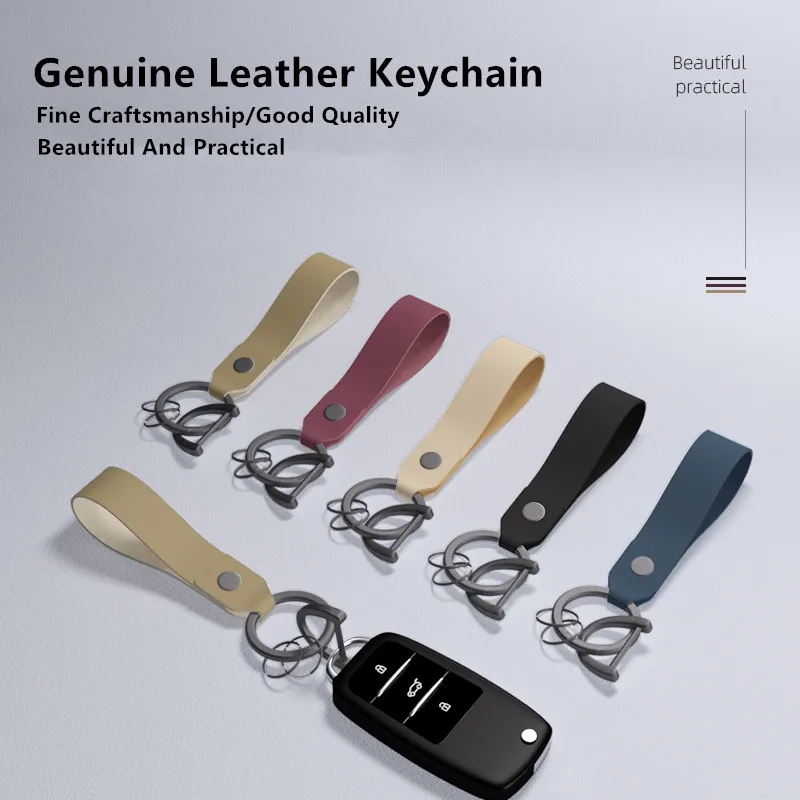 JFBONIN 2026 Genuine Leather Car Keychain for Couples Simple Design Men And Women High-End Accessory Convenient Key Pendant