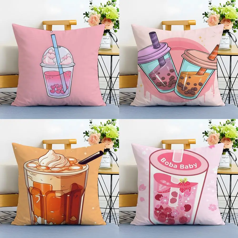 Stylish Comforting Sweet Milk tea Cushion Cover Washable Linen comfort Soft  for Sofa Bed Cozy Home Room Decor