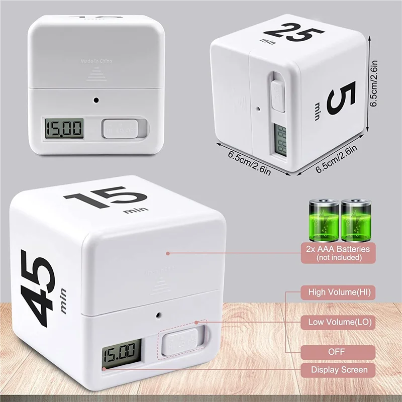 A45U 2X Cube Timer Küche Timer Zeit Management Timer Für Schwerkraft Sensor Flip Für Zeit Management Countdown 25-5-45-15 Minuten
