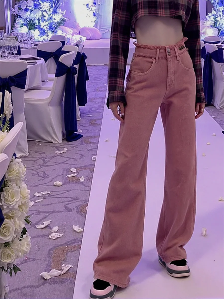 

Широкие джинсы с высокой талией, джинсовые брюки, женская одежда, летняя облегающая одежда с принтом Kawaii, пляжный отдых, морской низ, простой BF