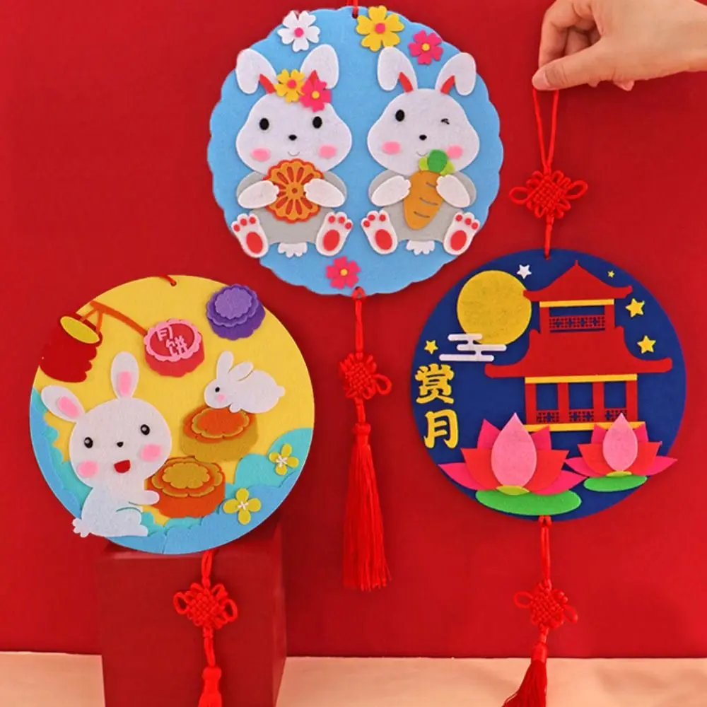 

Non-woven Fabric DIY Mid-Autumn Festival Decoration Rabbit Flower Handmade Chinese Style Pendant Chinese Knot Blessing