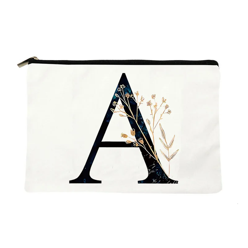 26 حرف زهرة حقيبة مستحضرات تجميل مطبوعة وصيفه الشرف هدية الزفاف التخرج هدية عيد المعلم حقيبة التخزين السفر العطور حقيبة جانبية #6