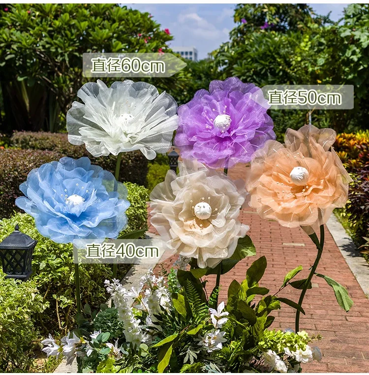 Riesige Organza-Rosen Künstliche Blumen für Hochzeitsdekoration, Straßenbegleitung, Gaze-Blumen für Outdoor-Partys, Event-Dekoration, Schaufenster-Layout, Pfingstrosen – Detail 1