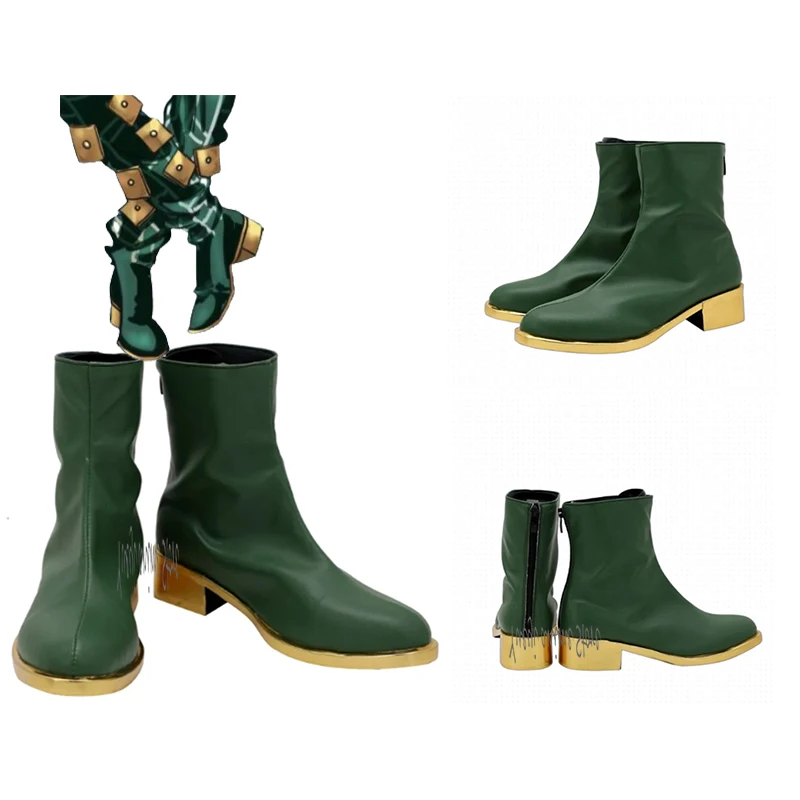 chaussures-de-cosplay-jolyne-cujoh-bottes-en-cuir-vert-chaussures-a-plateforme-pour-hommes-et-femmes-accessoires-de-fete-de-carnaval