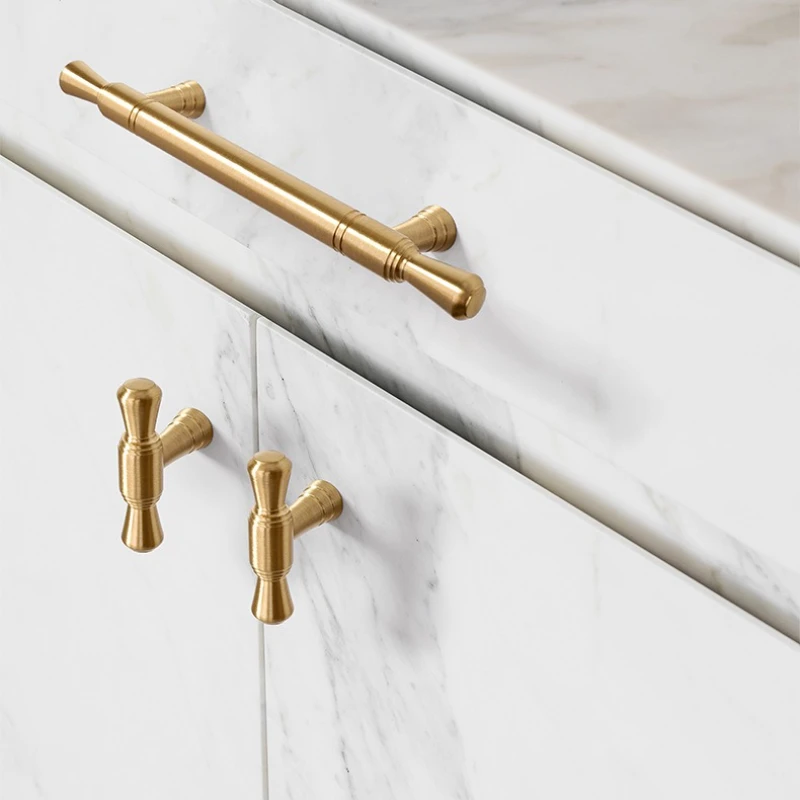 درج أجهزة الأثاث T Bar يسحب مقبض الباب الذهبي الوردي ملحقات المطبخ #4