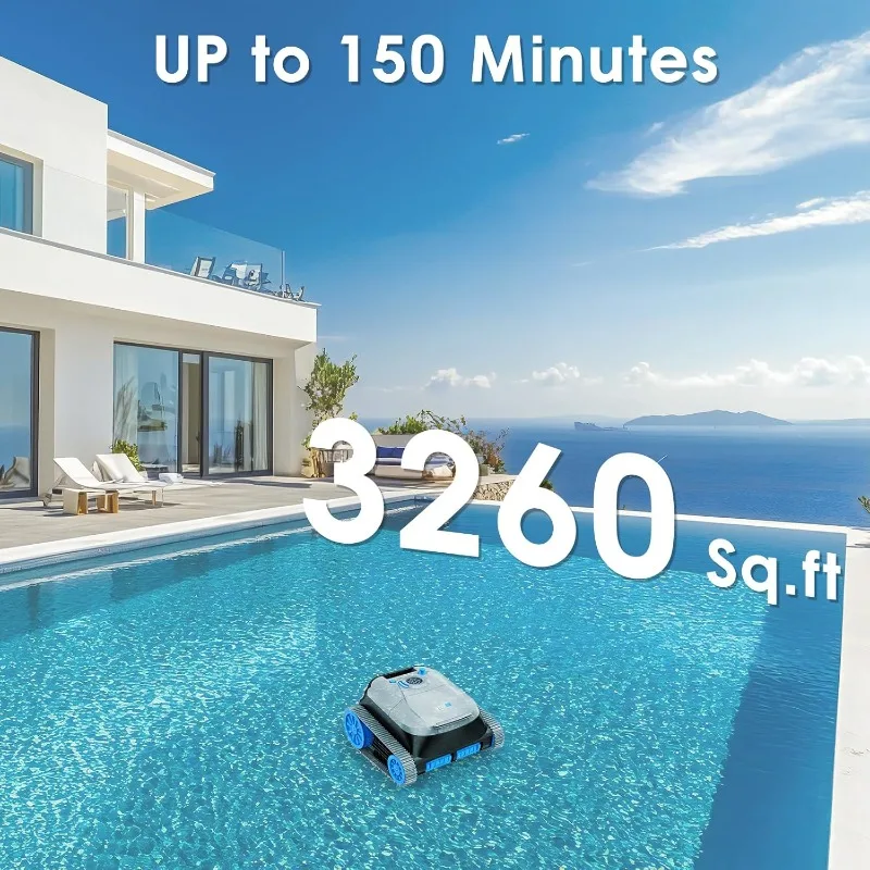 Robot pulitore per piscine, aspirapolvere per piscine senza fili per piscine interrate, sistema a turbina a doppio motore, aspirapolvere robotizzato per piscine fuori terra