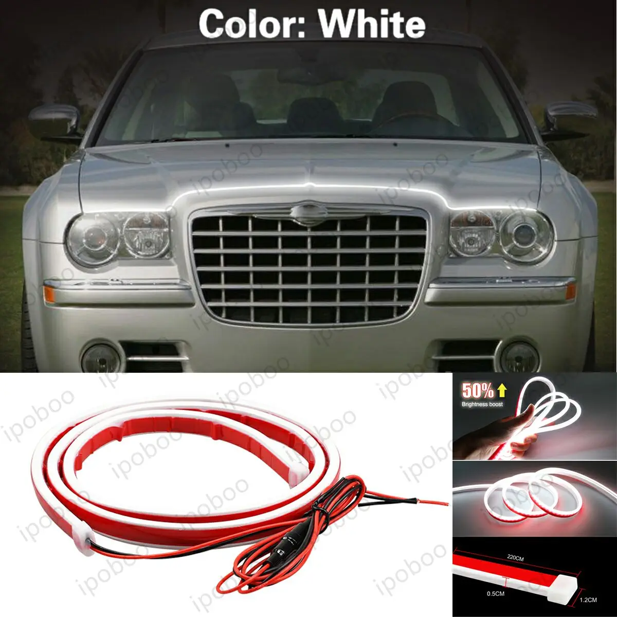

86" LED Hood Light Strip For Chrysler 300 300C Flexible Dynamic Scan Start Up Hoodbeam Kit Engine Cover Decoration Light