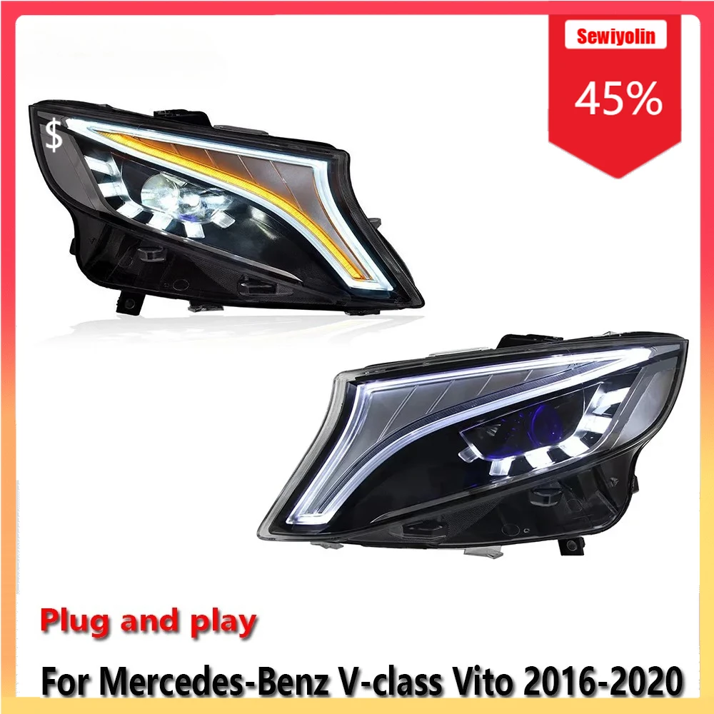 

Car Lamps Headlight Assemblies For Benz Vito 2016-2023 Fog DRL Brake Turn Signal Lamp Plug and Play