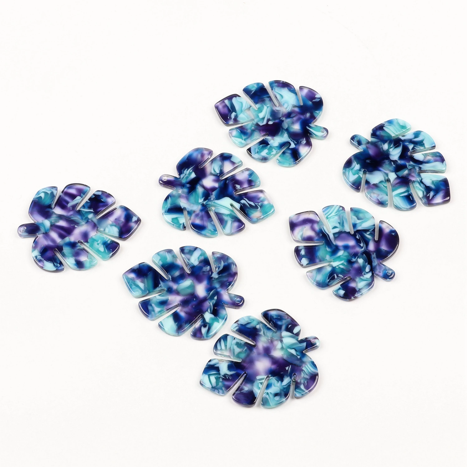 Acetat-Acryl-Anhänger, Schildpatt-Charms, große Monstera-Blatt-Form, Boho-Schmuck, Ohrringteile, Ohrring-Zubehör – Detail 4
