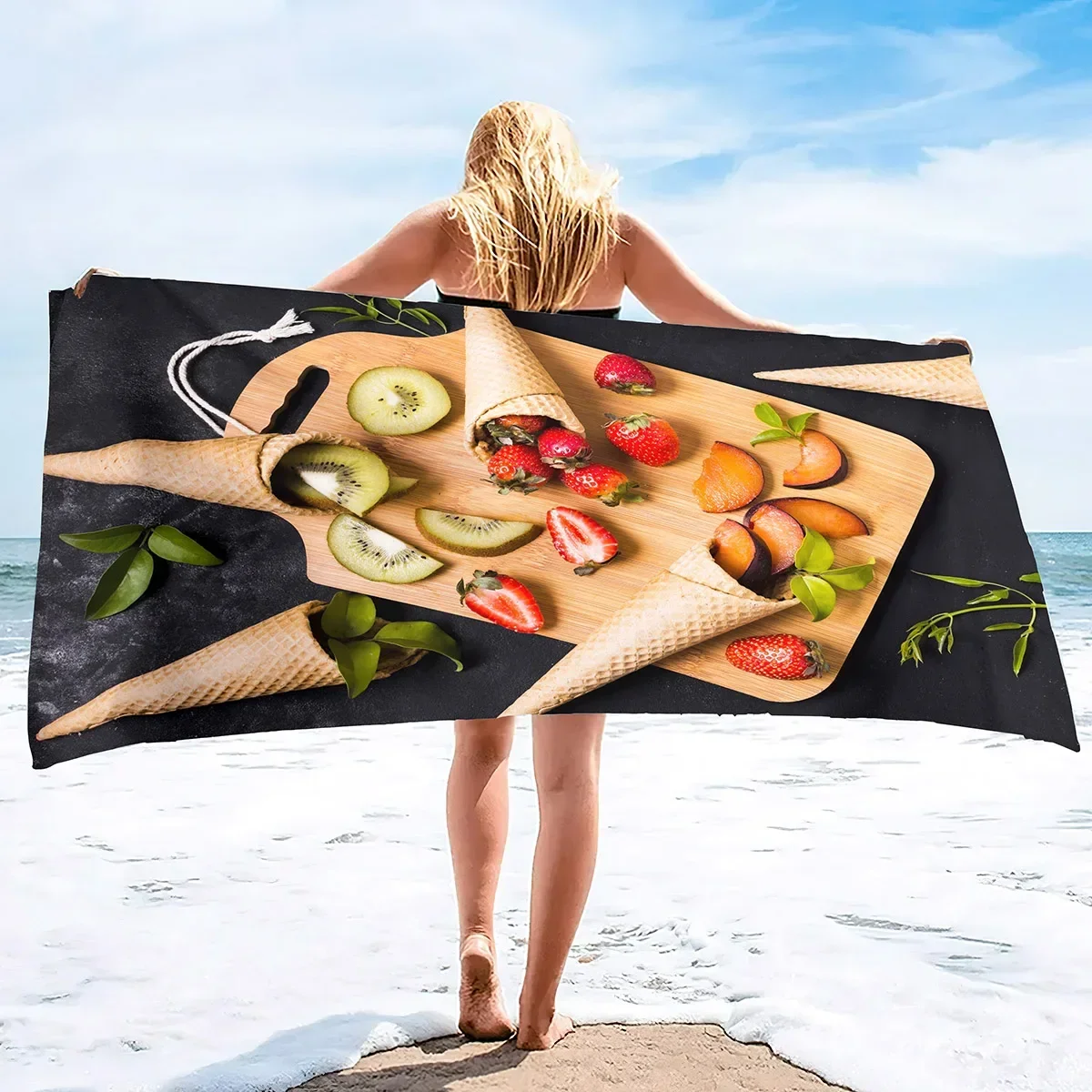 Strawberry Beach Towel Summer Fruit Pineapple Beach Towels for Adults Beach Pool Spa Gym Travel Microfiber Large Travel Holiday