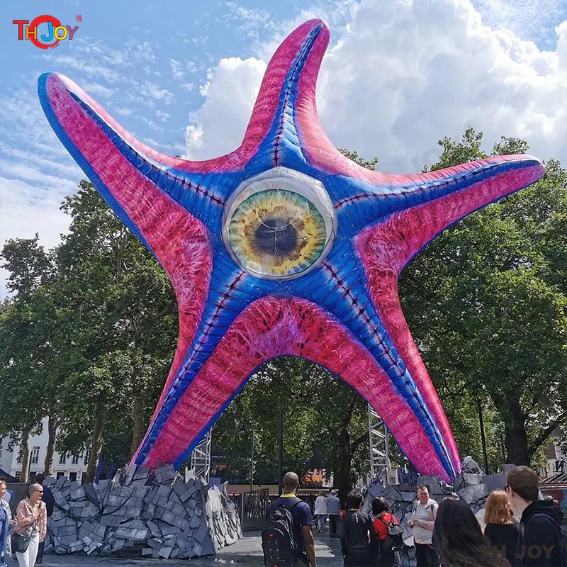 

Amazing Large Inflatable Starfish Monster Balloon Star-shaped Sea Animal Model With One Eye For Building Wall Decoration