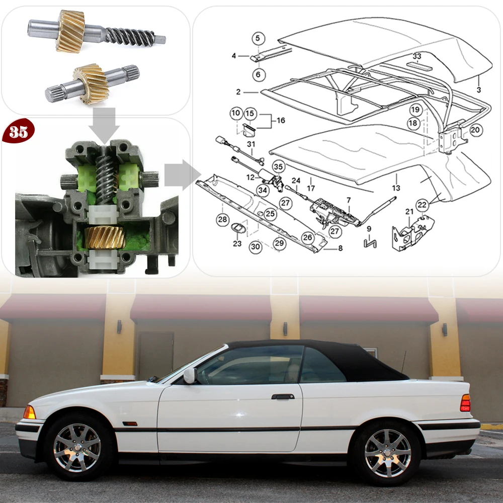 1 Set Auto Getriebe Reparatur Auto Cabrio Top Latch Motor Getriebe Für BMW 3/6 Serie E36 E46 E64 318i 323i 325i 328i 330i 645i M3 M6
