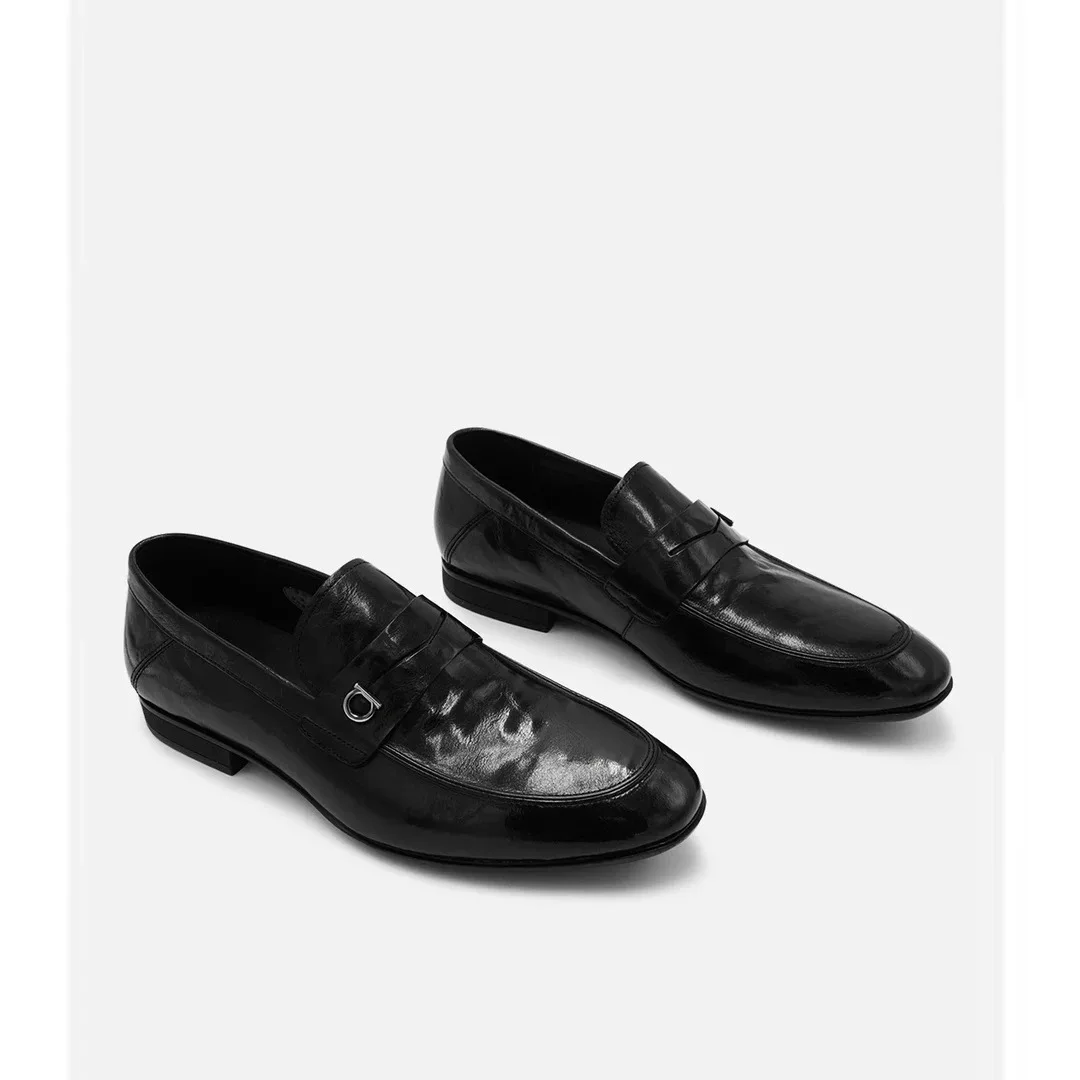 Men's Business Casual Soft soled British Breathable Non slip Leather Shoes Anti slip Wear resistant Versatile Bean Shoes