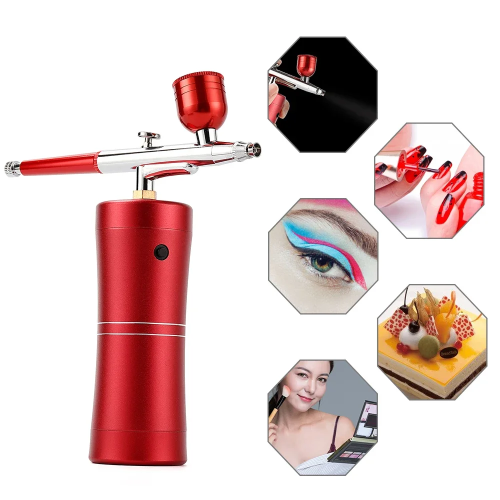 Mini Airbrush Set Air Compressor Airbrush Paint Spray Gun USB Rechargeable Oxygen Injector For Nail Art Tattoo Craft Cake