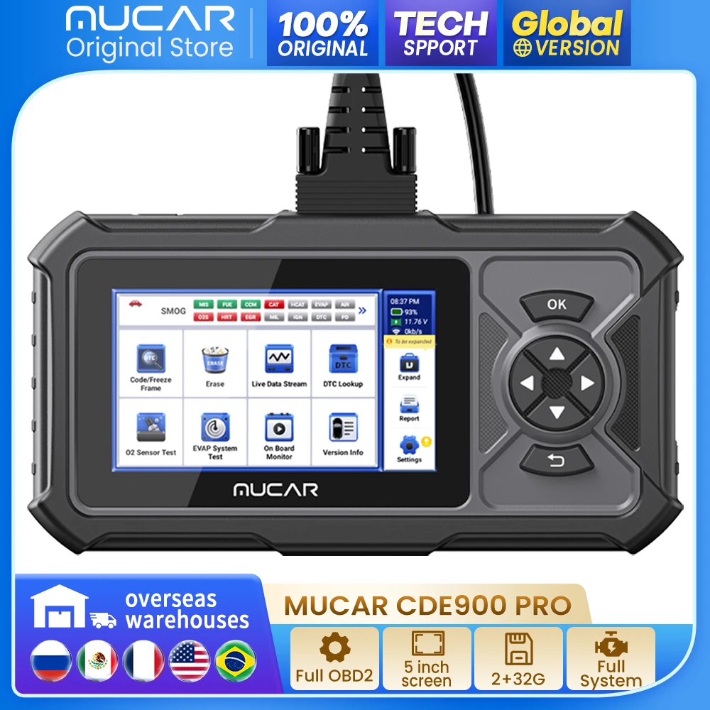 MUCAR CDE900/CDE900 PRO OBD2 Auto Diagnostic Tool car Scanner Tools full system 28 reset Code Reader Scan Tool 2+32G WIFI Update