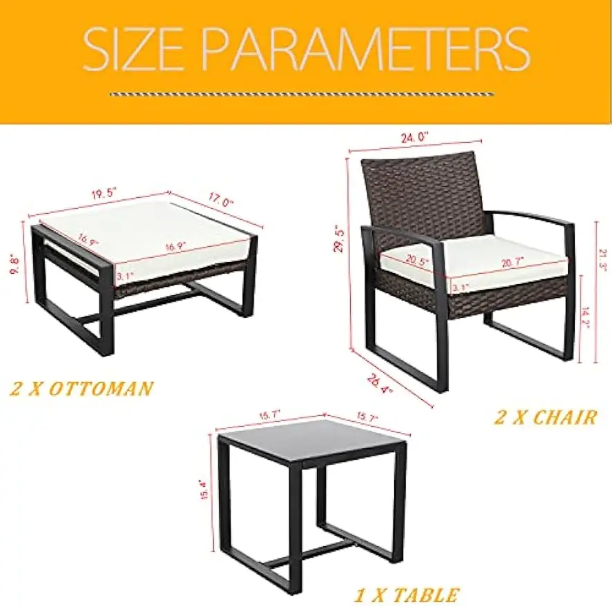 Patio Conversatie Set 5 Stuks Outdoor Pe Rieten Rotan Sofa Meubelen Stoelen Met Kussens En Voetenbankjes Met Gehard Glas Tafel