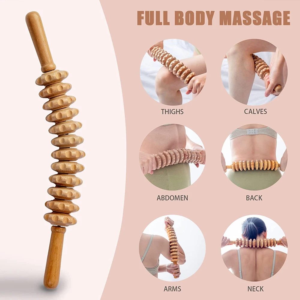 

Wooden Massager Roller Trigger Point Massager Stick for Fascia Cellulite Muscle & Abdomen Body, Muscle Belly Relief Tool