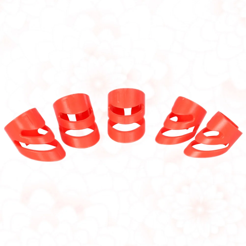 5pcs Durable Guitar Ring Finger Sleeve Finger Pick Colorful Guitar Bass Thumb Finger Picks （Size L Red)