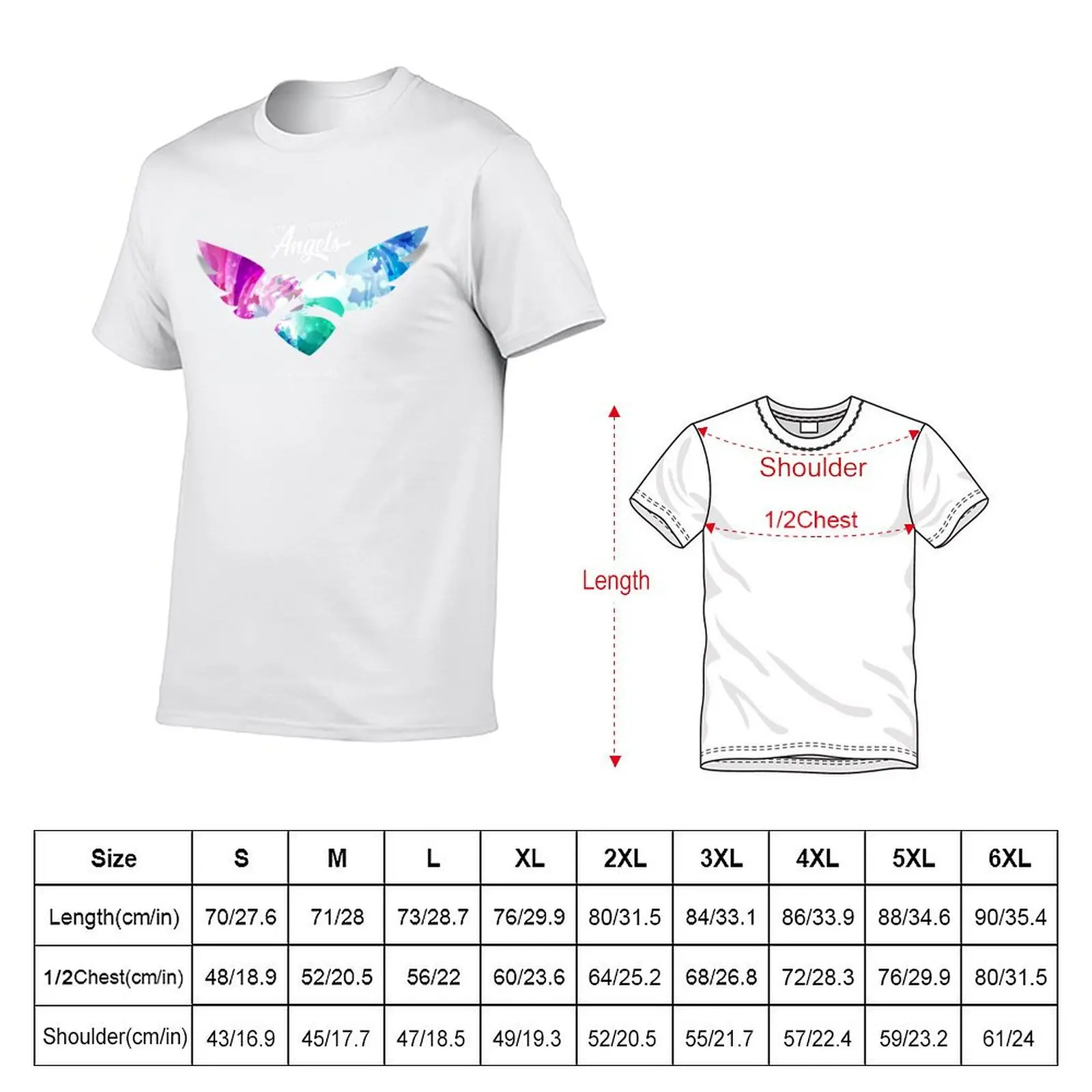 RS Angels Floating Heart T-Shirt Festive Simple T-Shirt