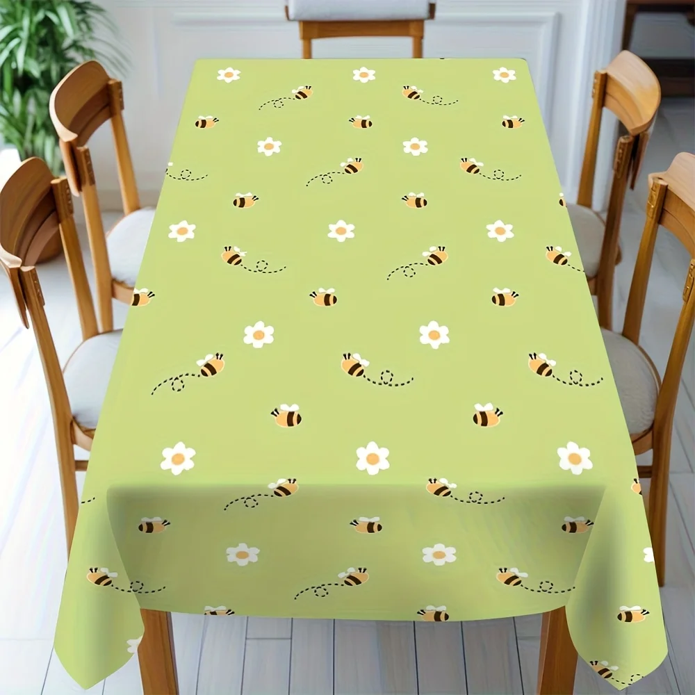 One rectangular polyester tablecloth with a vibrant honeycomb design.