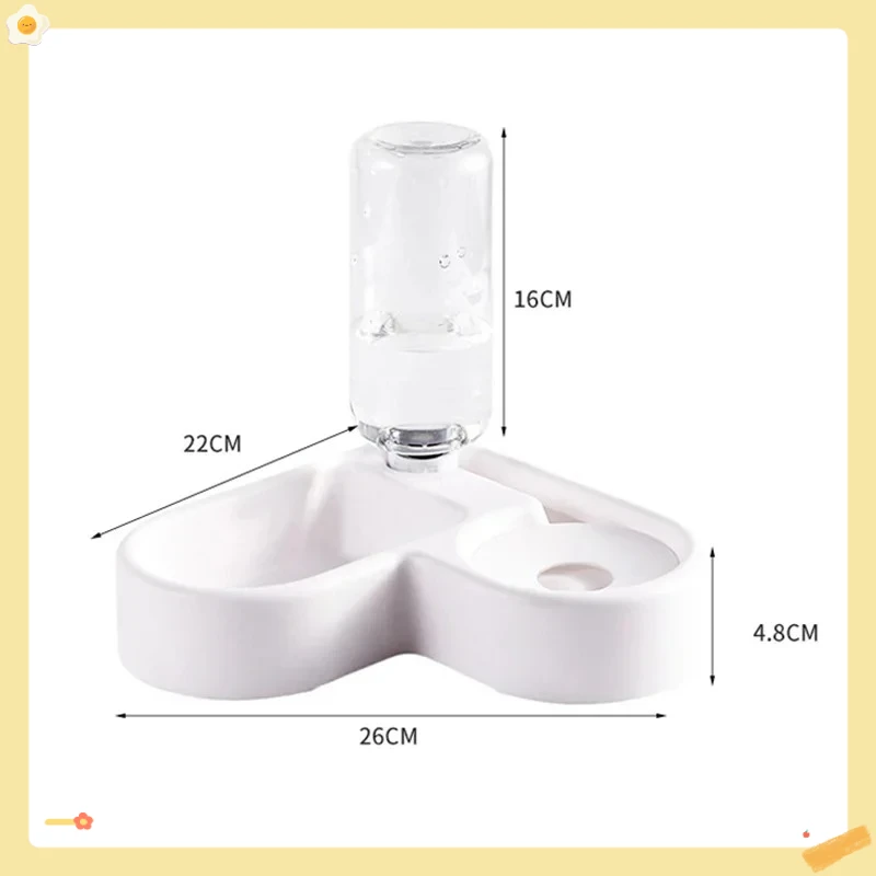 وعاء الحيوانات الأليفة الأوتوماتيكي ذو الاستخدام المزدوج، مقاوم للرطوبة، تصميم الحب، حوض القطط والكلاب، حل متعدد الوظائف للشرب والتغذية